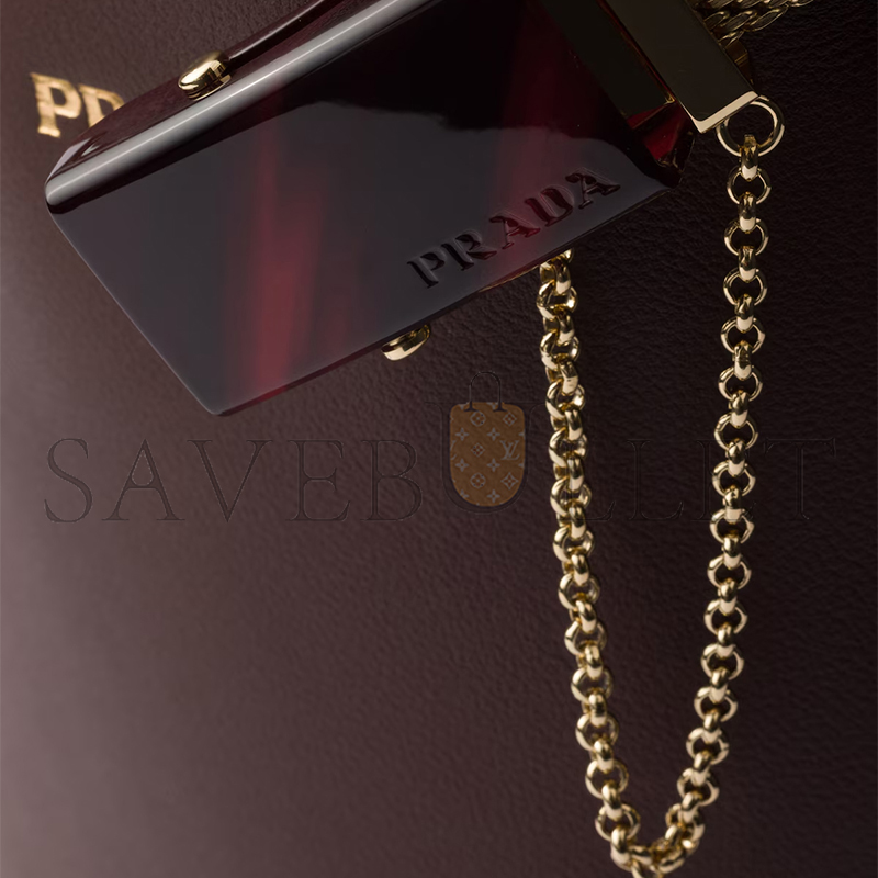 Pra*a buckle leather bucket bag with jeweled belt 1be085 (29*16.5*18cm)